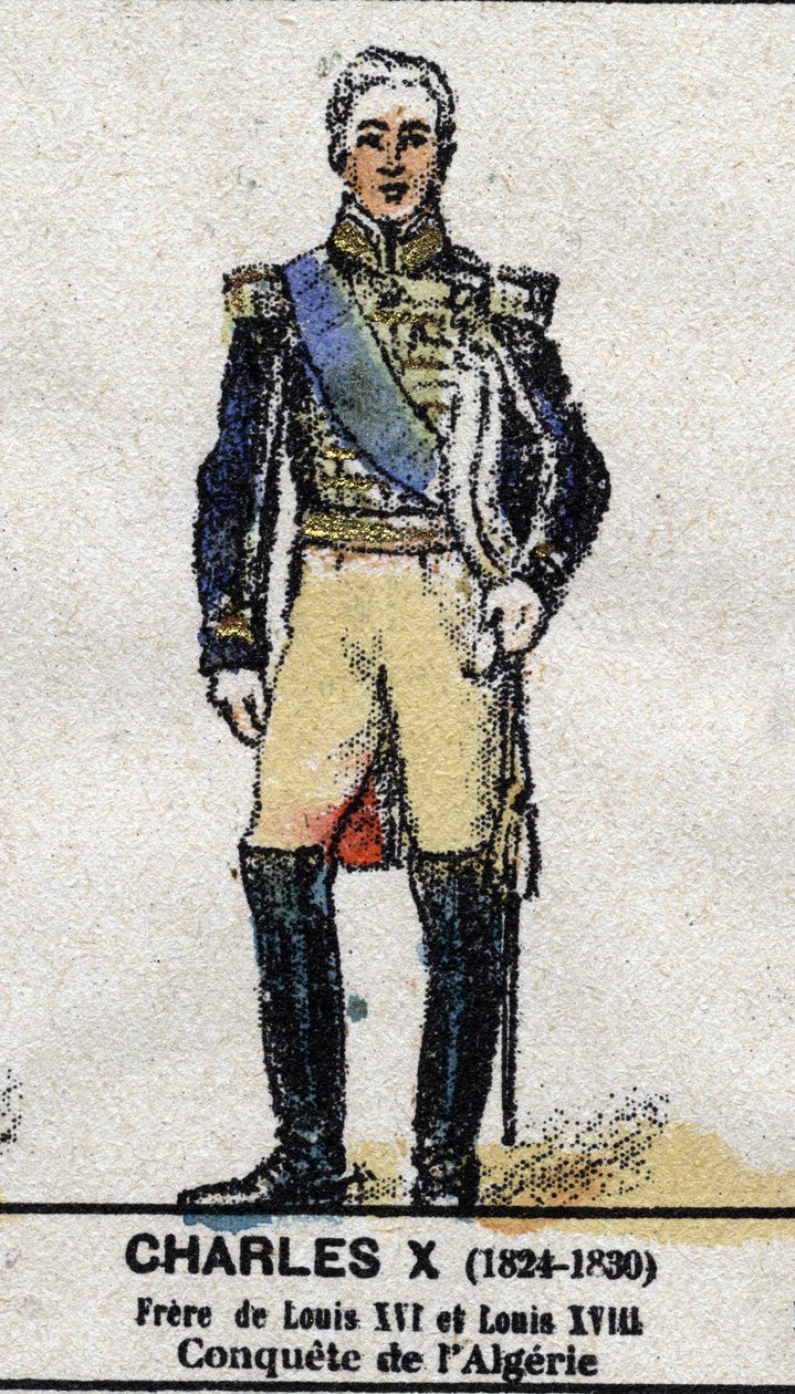 Charles X (1757-1836), kung av Frankrike. I "" Galeriede Kings and Queens of France och berömda karaktärer från 1643 till 1895"" Bild av epinal. av French School