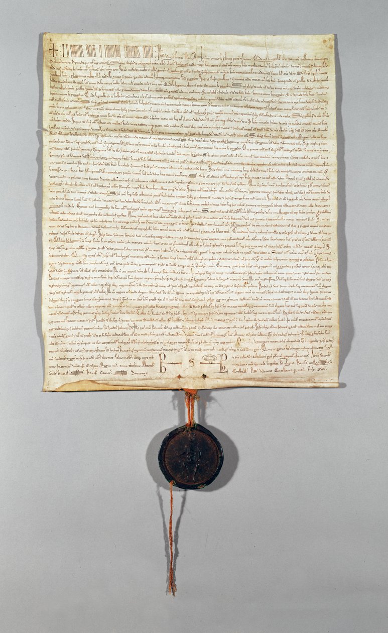 Stadgan för Peronne-kommunen, beviljad av Philippe Auguste (1165-1223) 1209 (vellum) av French School