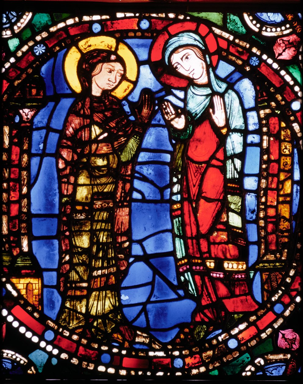 Chartres katedral, Glasmålning föreställande den blå jungfruns bebådelse (glasmålning) av French School