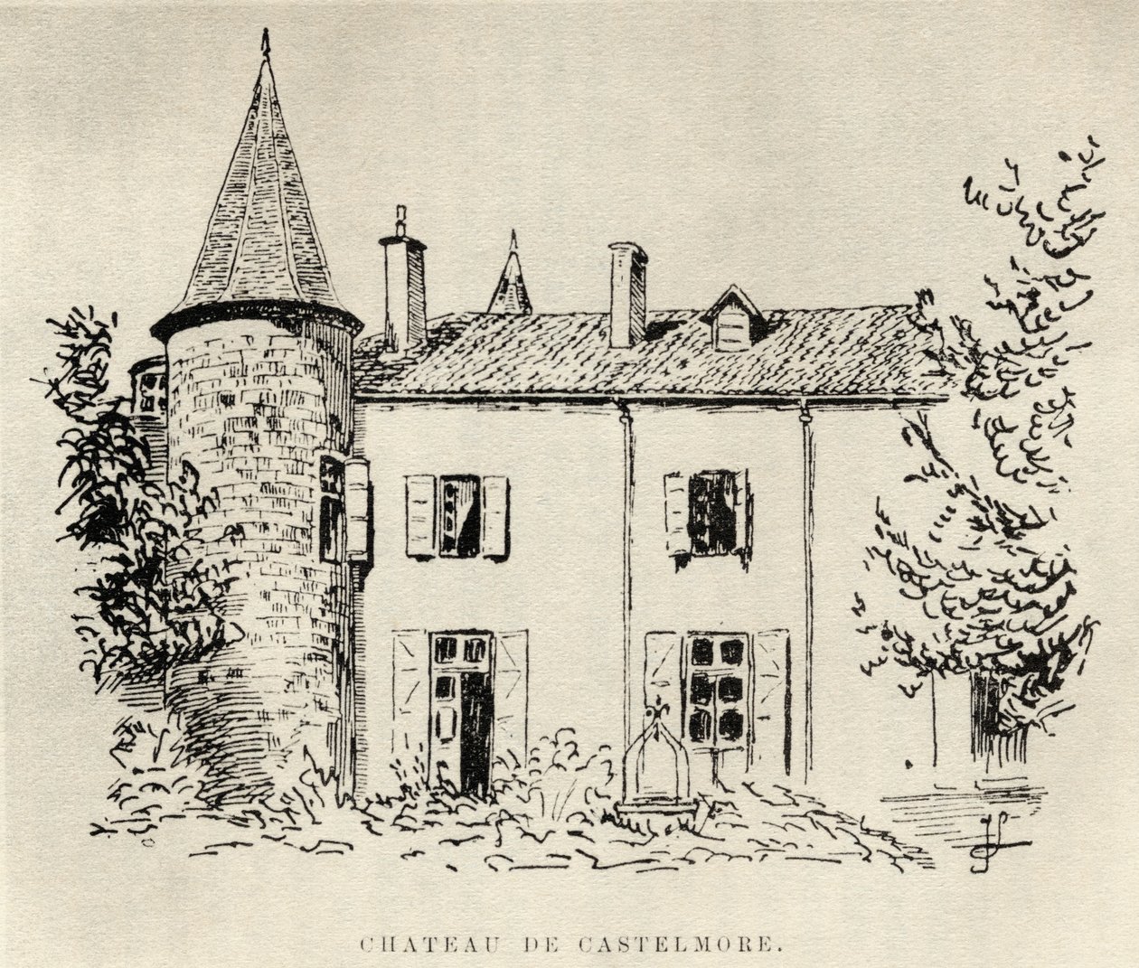 Chateau de Castelmore, från Memoirs of Charles de Batz-Castelmore Comte dArtagnan, publicerad 1928 av French School