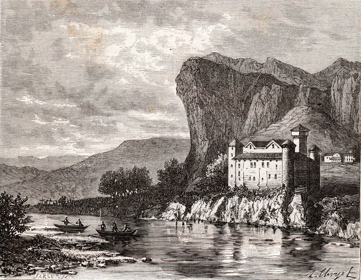 Chateau de la Caze en Lozere - gravyr i "La France illustree: geografi, historia, statistisk administration" av V.A. Malt-brunt. 1884 av French School