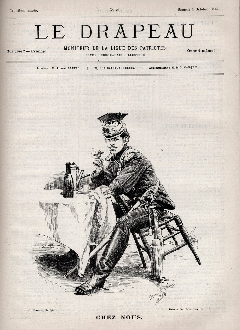 Chez Nus - omslag till "The Flag - Monitor of the League of Patriotes" - 4 oktober av French School