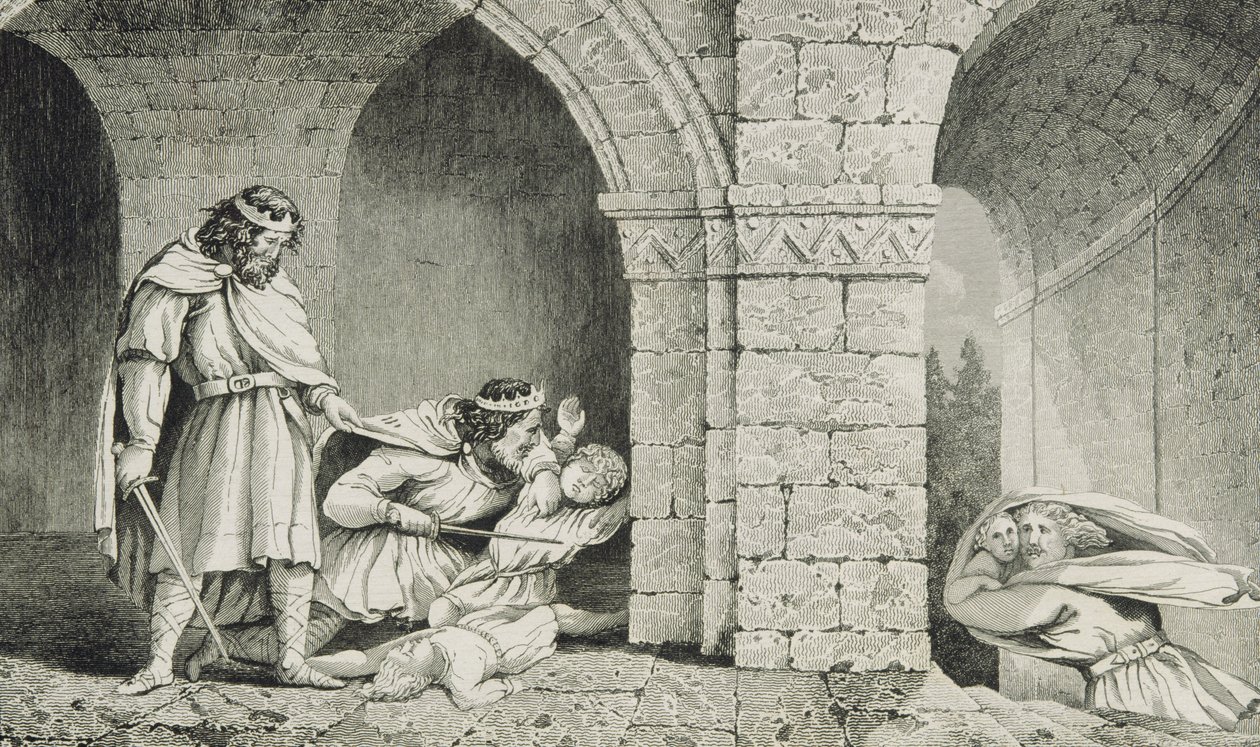 Childebert I (c.498-588) vid mordet på hans bröders arvingar, från 