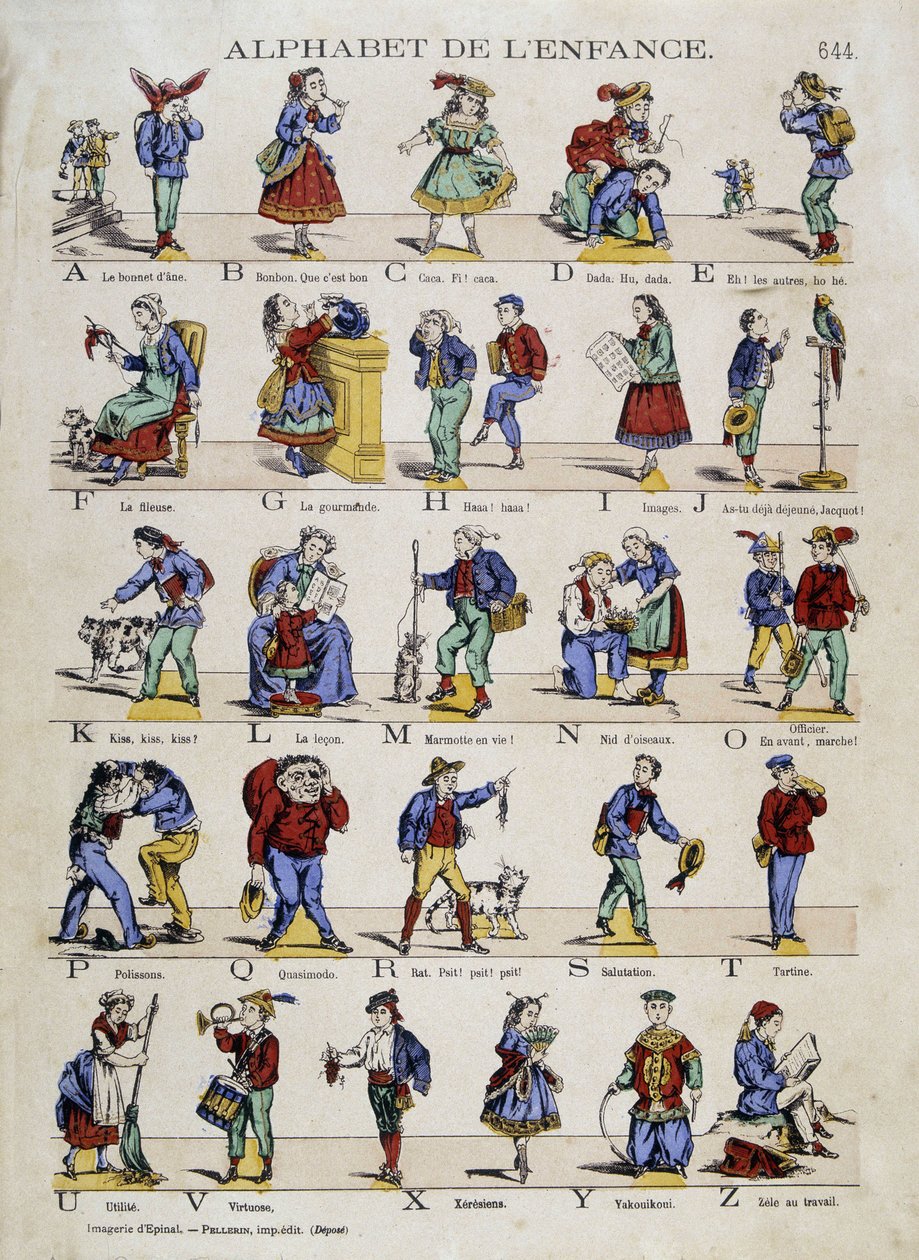 Barndomens alfabet. Bild på Epinal, sd. 1800-talet. av French School
