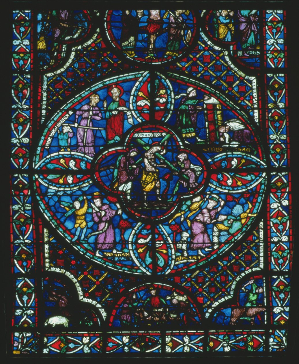 Kristus bär korset, detalj från ett lansettfönster som skildrar den sista domen (se 222515) av French School
