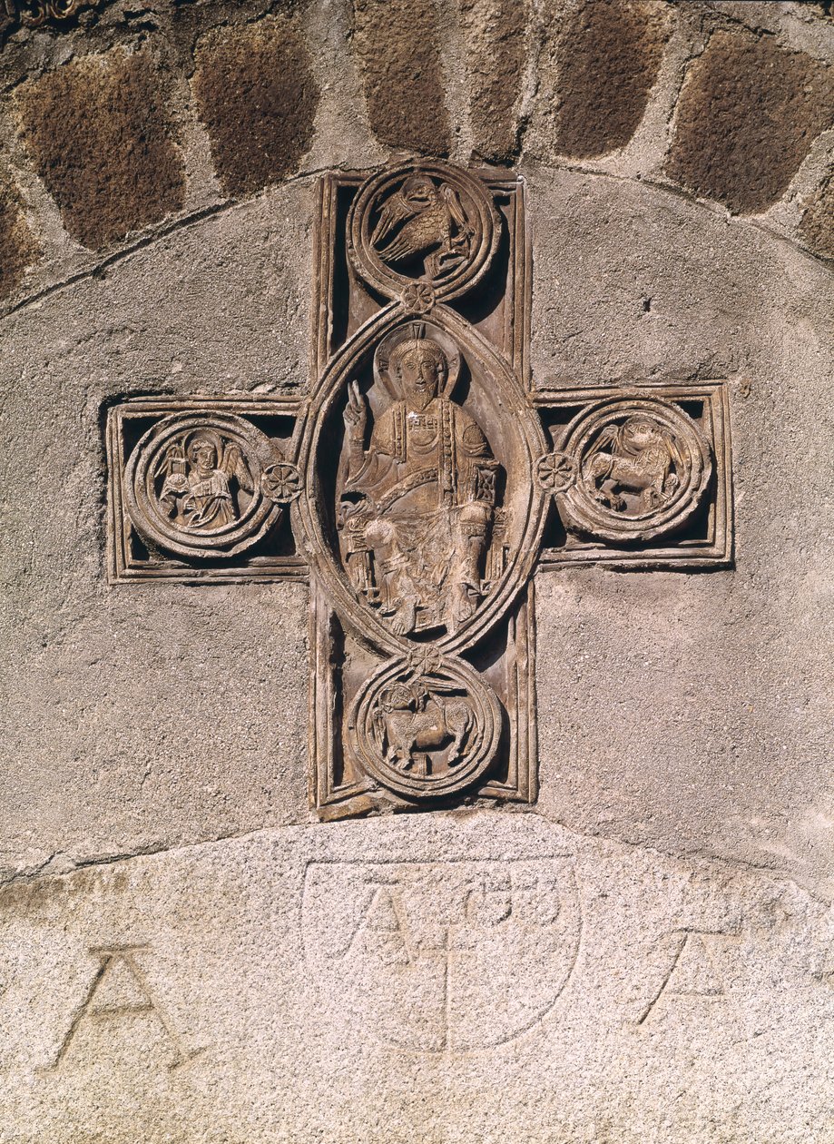Kristus i majestät med symboler för evangelisterna, 900-1000-talet av French School