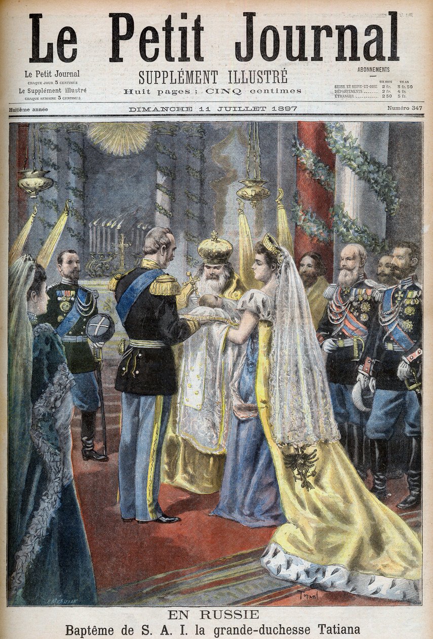 Dop av storhertiginnan Tatiana av Ryssland, illustration för Le Petit Journal av French School