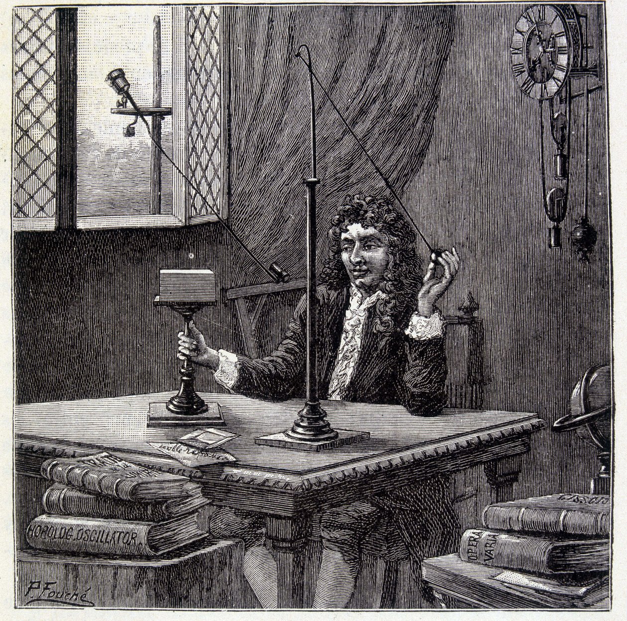 Christian Huyghens observerar "" böjelsen till rörelse "" eller kroppens elasticitet - i "" Physique Populaire"" av Emile Desbeaux av French School