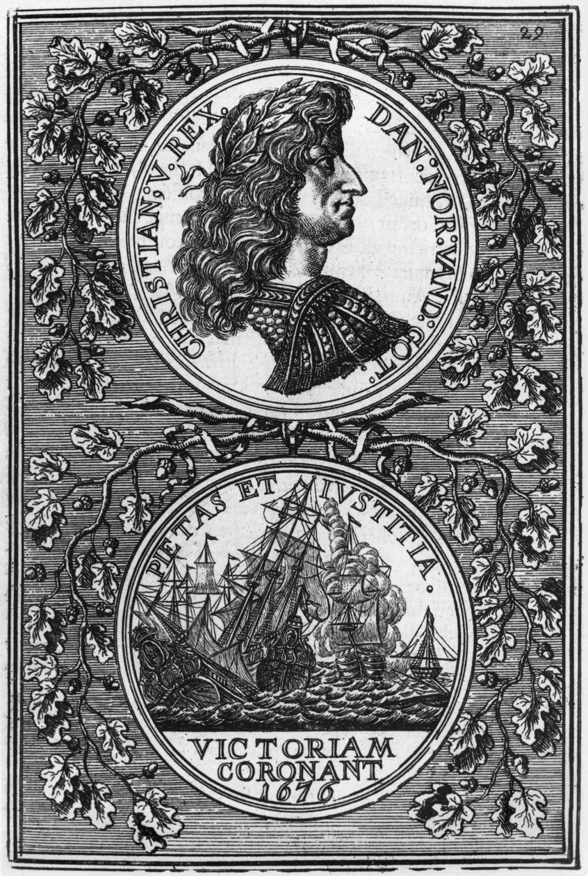 Christian V (1646-99) kung av Danmark och Norge, illustration från Description de l