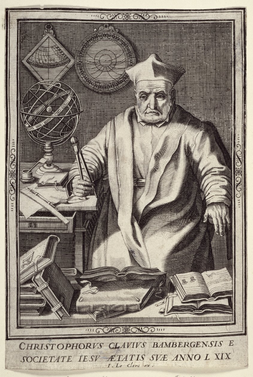 Christopher Clavius (1537-1612) 69 år gammal, utgiven av Jean Le Clerc, ca 1606-07 av French School