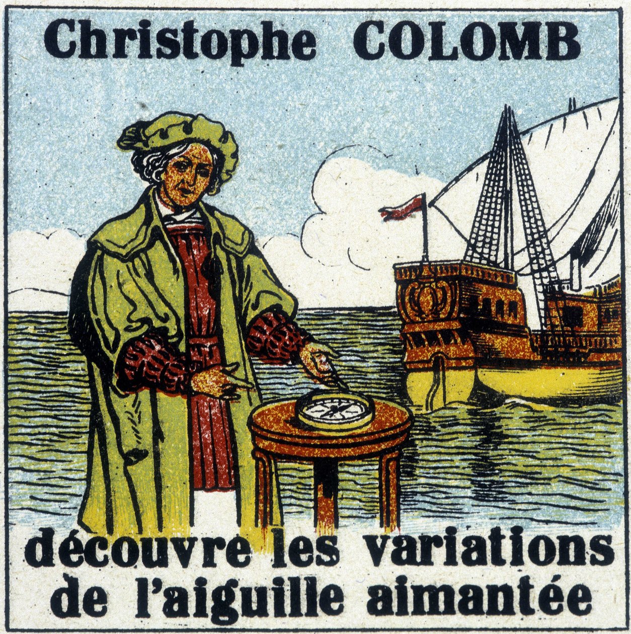 Christopher Columbus upptäcker variationerna av den magnetiska nålen av French School