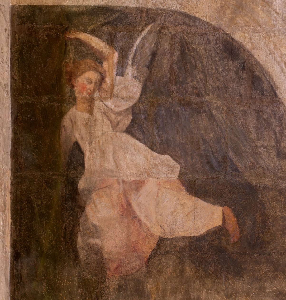 Kyrka (S:t Johannes Döparens kyrka). Interiör. Kapellet Saint-Fursy. Väggmålningar. Förhärligandet av Maria (fresk känd som den goda döden). Börja 1600-talet. av French School