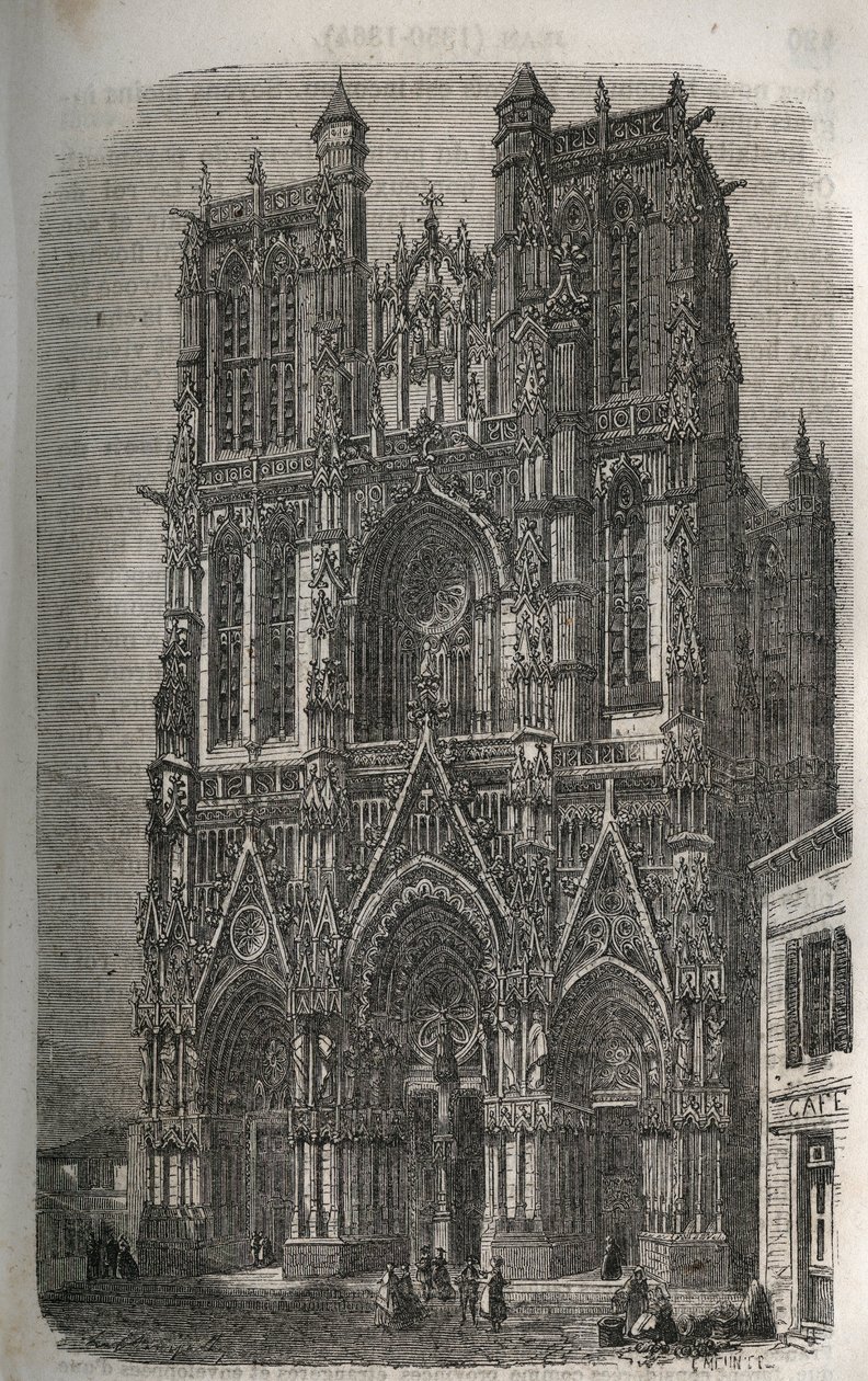 Kyrkan Saint-Vulfran (Saint Vulfran) tidigare collegiale i Abbeville i departementet Somme i Frankrike - gravyr i "Histoire de France" av Victor Duruy (1811-1894) - 1882 av French School