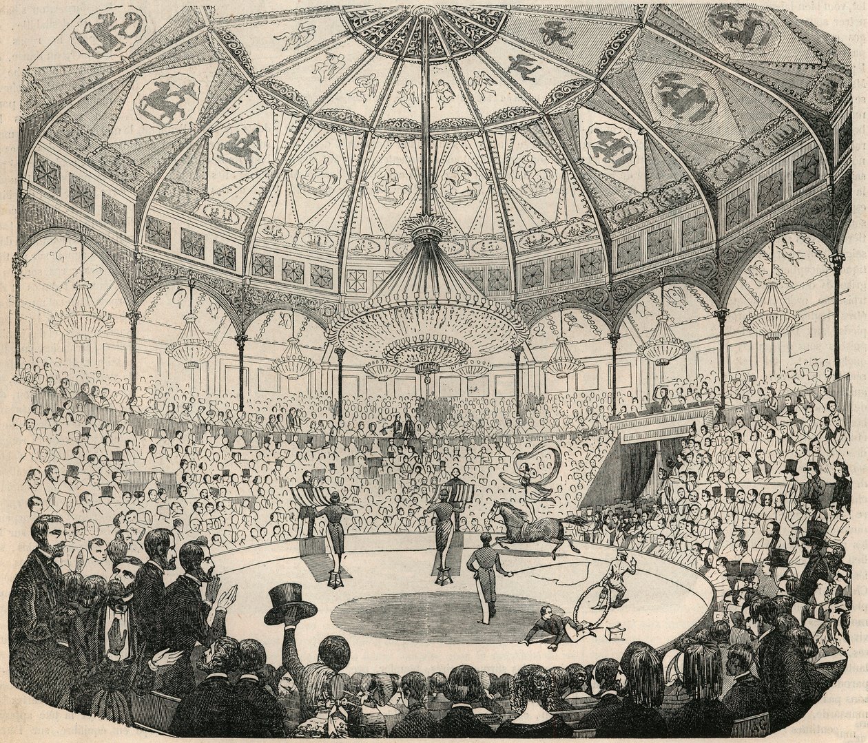 Cirque national des Champs Elysees på 1800-talet - Gravyr i "Tableau-de-Paris" av Edmond Texier 1852 av French School