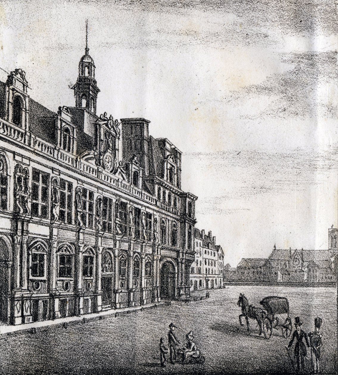Stadshuset - "Alphabet Picturesque des Monumens de Paris" c.1840 (gravyr) av French School