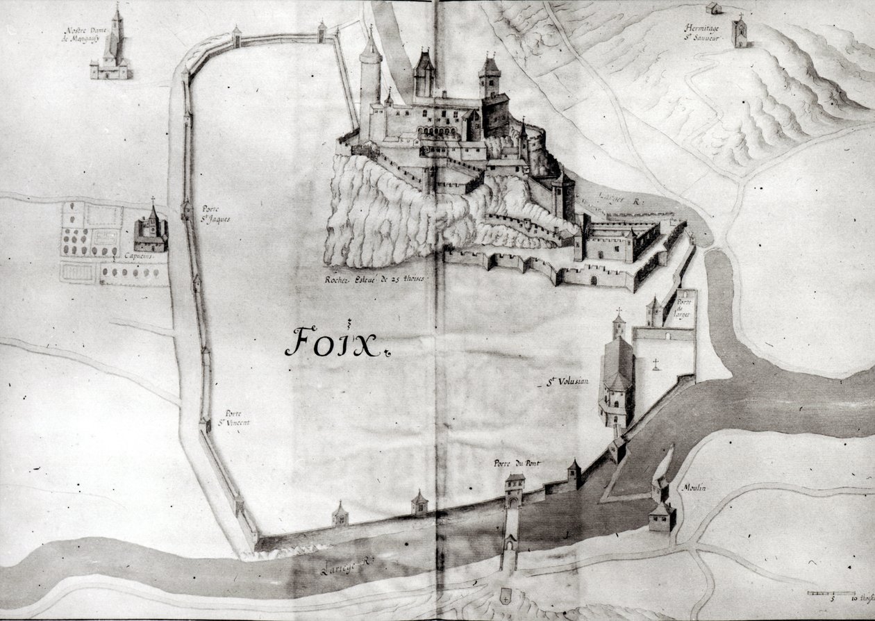 Staden Foix, från Grand Atlas, tidigt 1600-tal (wc på papper) av French School