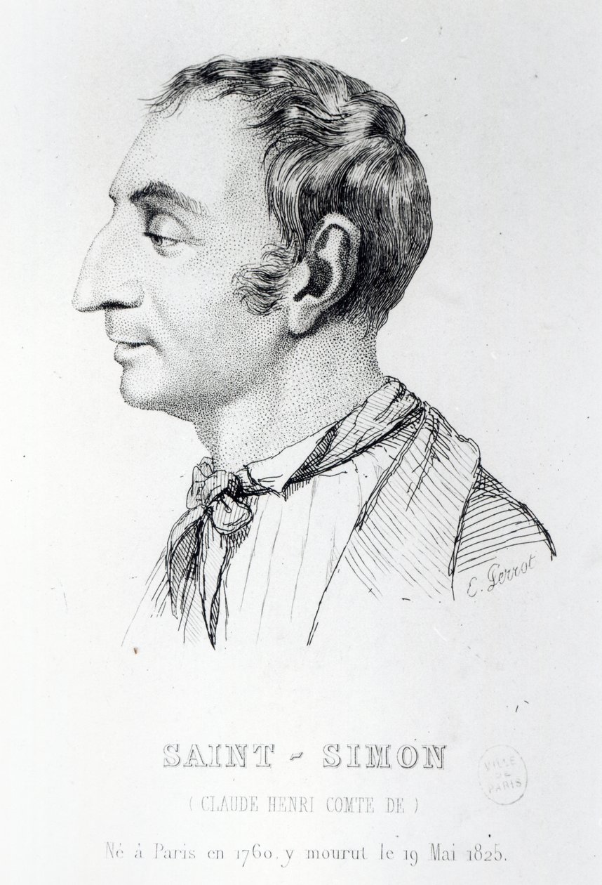 Claude Henri de Rouvroy, greve av Saint-Simon, graverad av Perrot (1800-talet) av French School