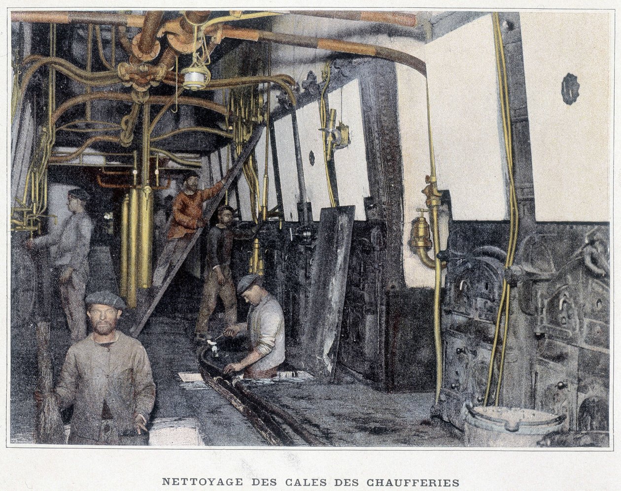 Rengöring av pannrum - i ""Militärt album - Navy: Life on board"" av French School