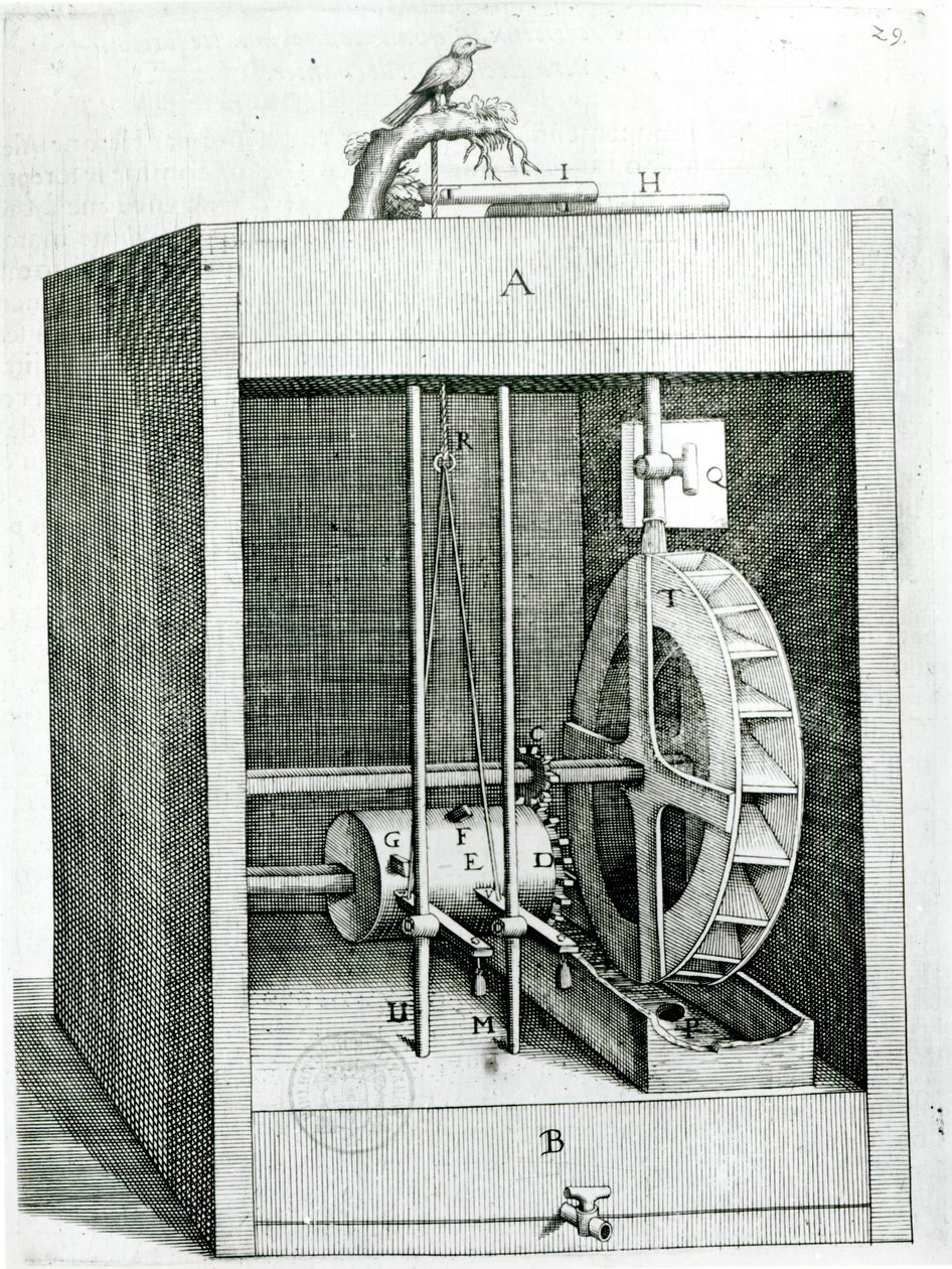 Clockwork bird, från The Reasons of the Moving Forces av Salomon de Caus (ca 1576-1626), 1615 av French School