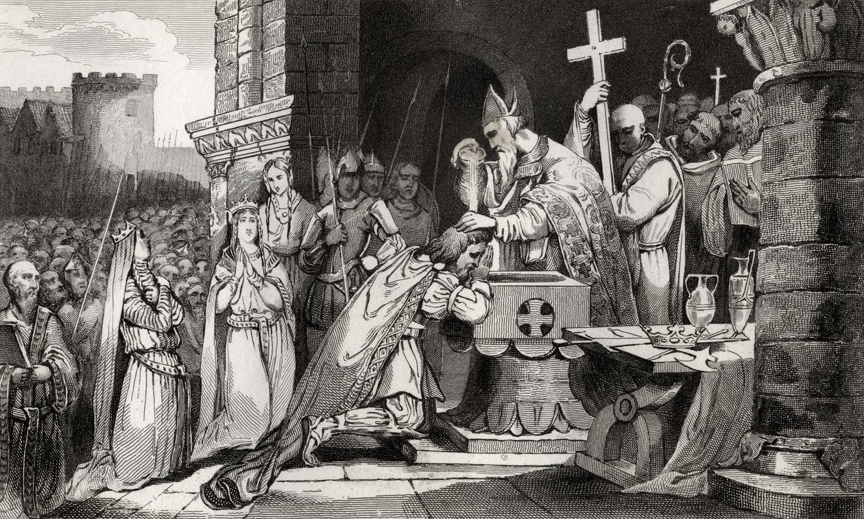 Clovis I (465-511) Döpt med män från sin armé före slaget vid Tolbiac, från 