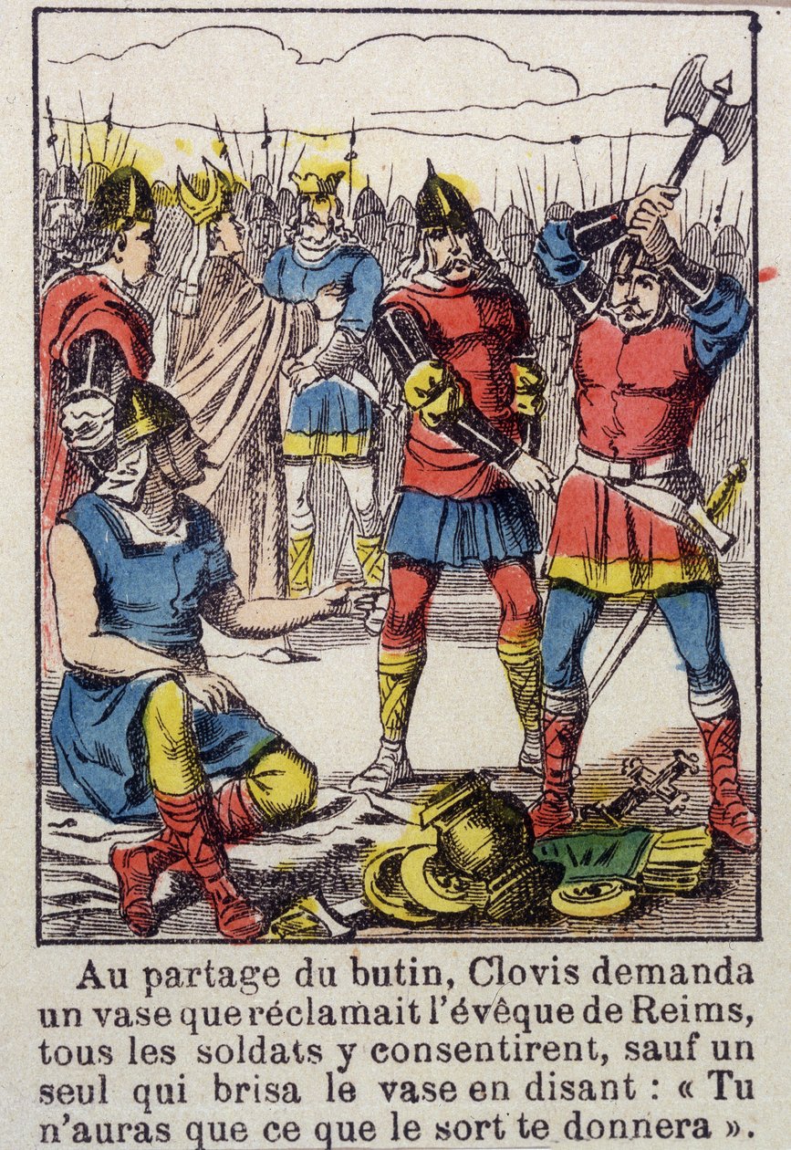 Clovis and the Soissons Vase - Avbildning av Epinal från 1800-talet av French School