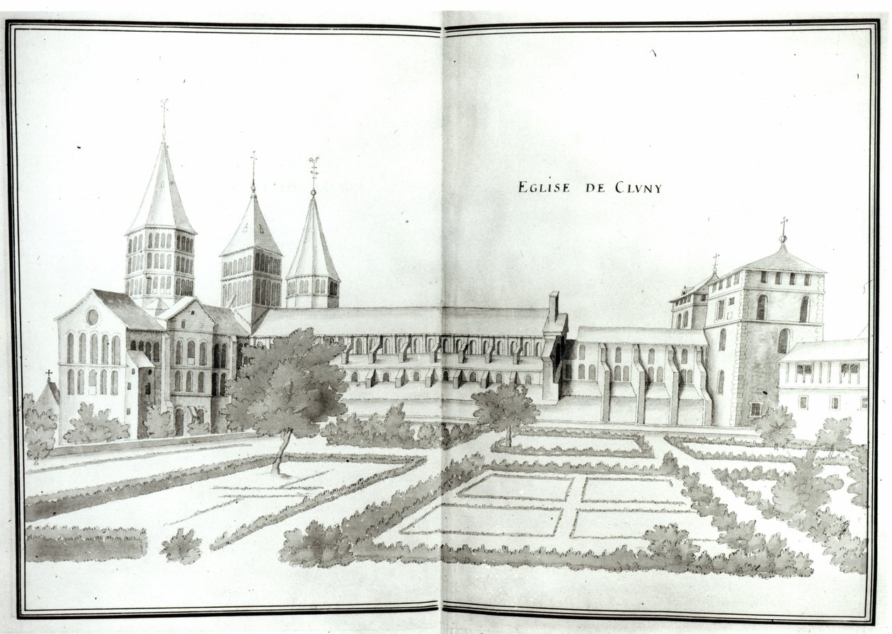 Cluny Abbey, från Grand Atlas, t.2 (wc på papper) av French School