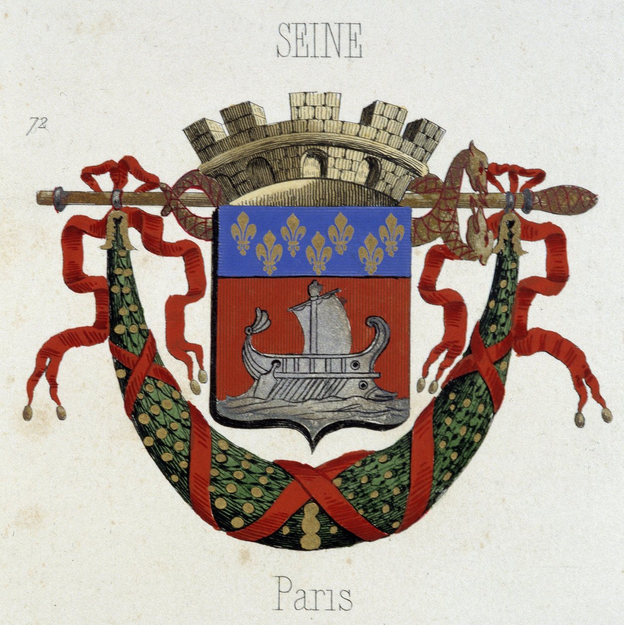 Stadens stadsvapen - i "" Armorial National de France"", av H. Traversier, Paris av French School