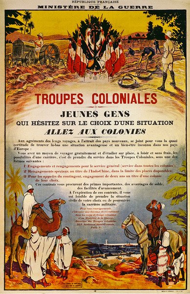 Kolonialtrupper (färg litho) av French School