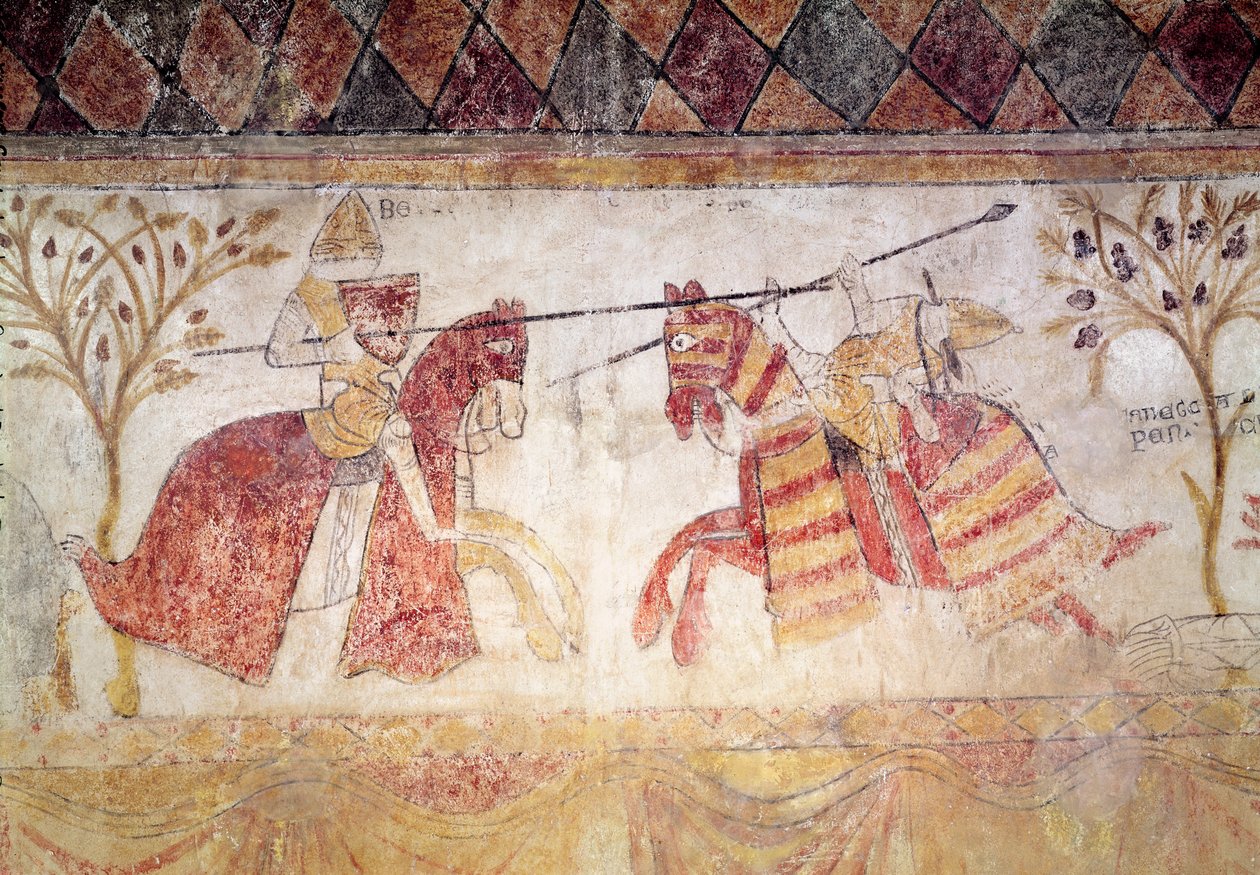 Strid mellan en Angevinskung och Manfred, kung av Sicilien (ca 1232-66) efter 1265 av French School