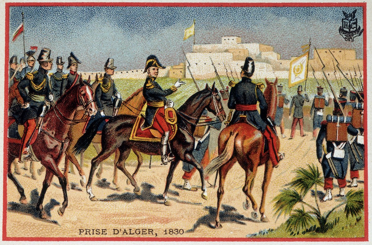 Erövringen av Algeriet: Maréchal de Bourmont (Louis Auguste, greve av Bourmont) (1773-1846) vid intagandet av Alger av French School