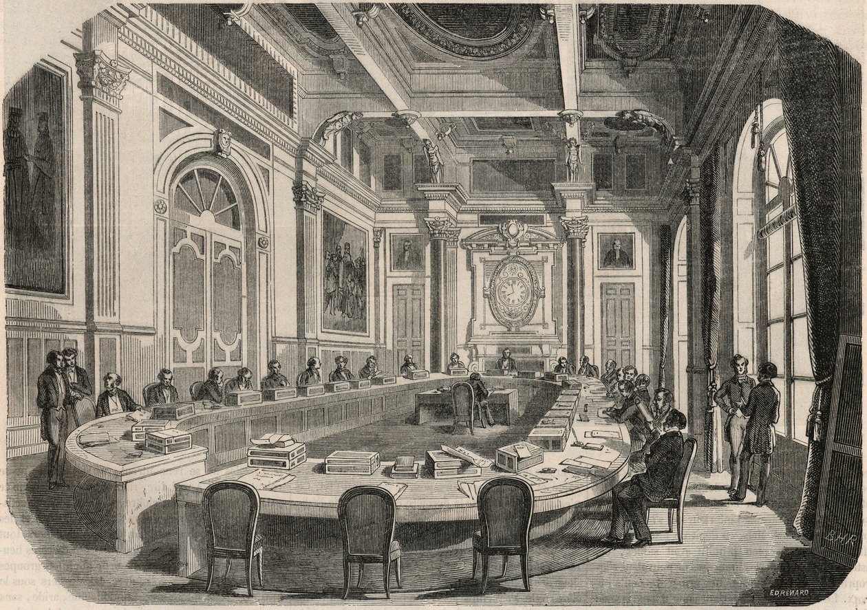 Statsrådet - Kommittérum - Gravyr i "Tableau-de-Paris" av Edmond Texier 1852 av French School