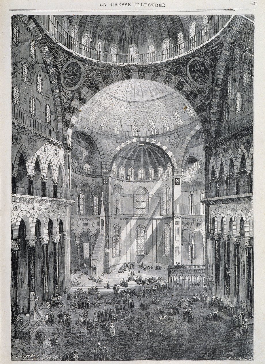 Konstantinopel: Hagia Sofia-moskén - i "" La Presse Illustrée", dec. 1869 av French School