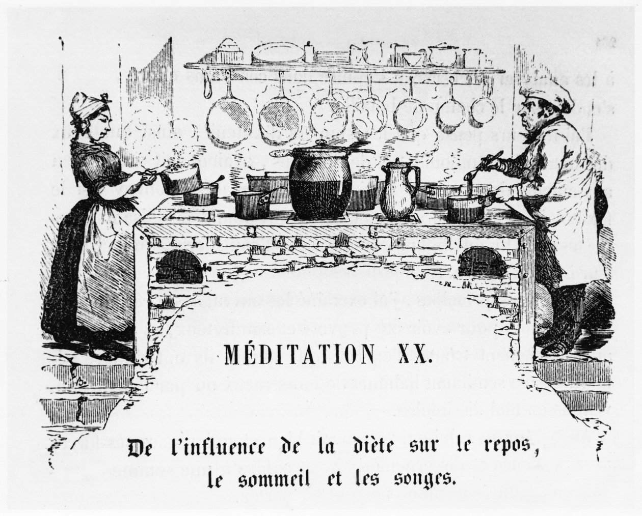 Matlagning, illustration från La Physiologie du Gout, eller Meditations de Gastronomie av Anthelme Brillat-Savarin (1755-1826) av French School