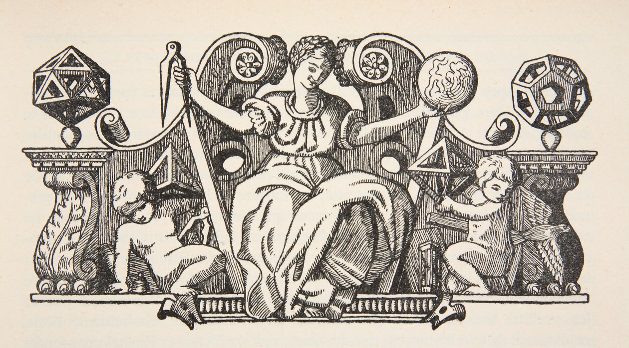Kopia av en omslagsillustration från Theatrum Instrumentorum de Besson, kopia av Boris Mestchersky (d.1957) illustration från Histoire de la Nation Francaise, Sciences, Volumes I & II, av Gabriel Hanotaux av French School