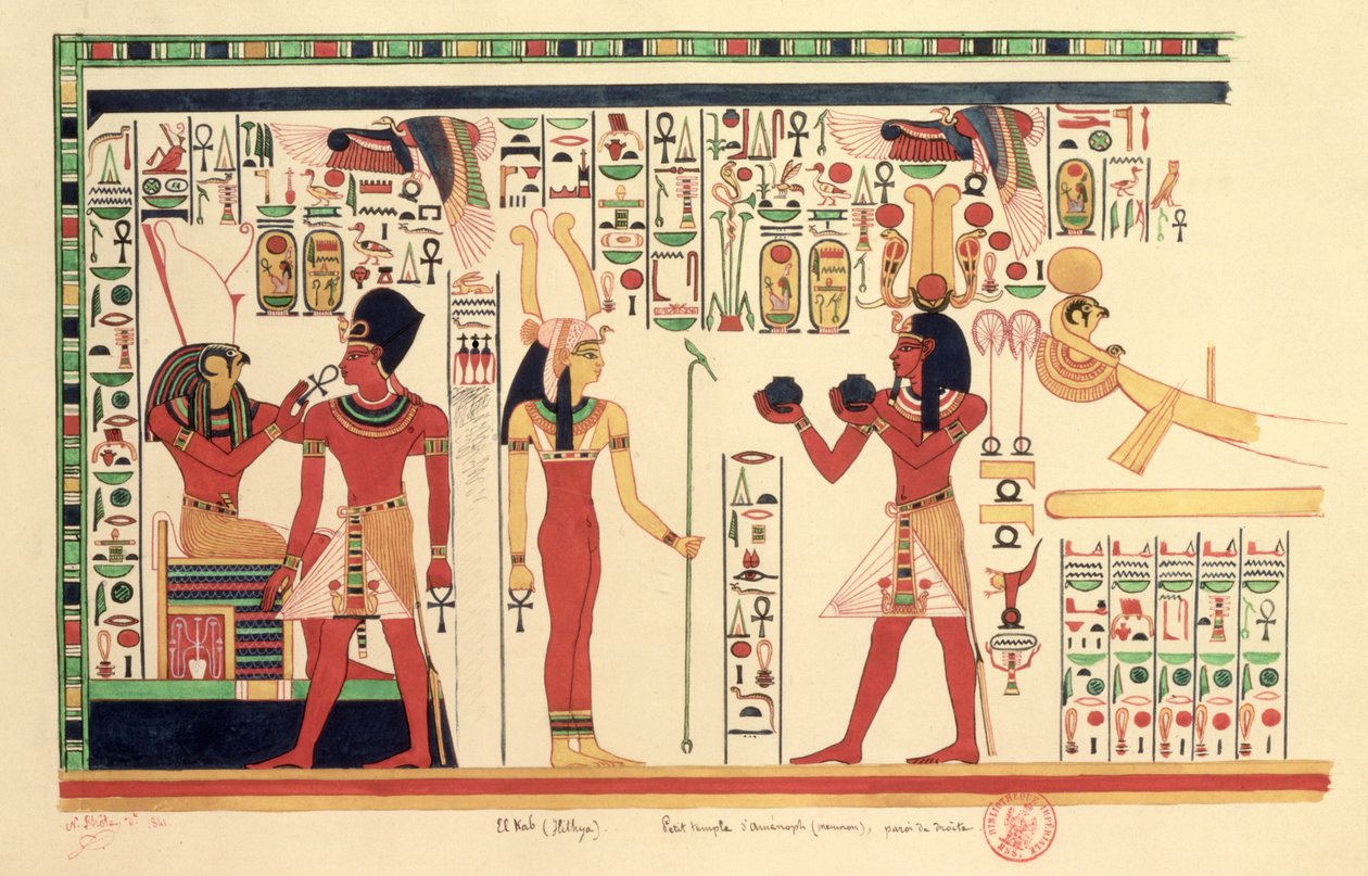 Kopia av en fresk från Amenophis III:s tempel i El Kab (Elethya) 1841 av French School