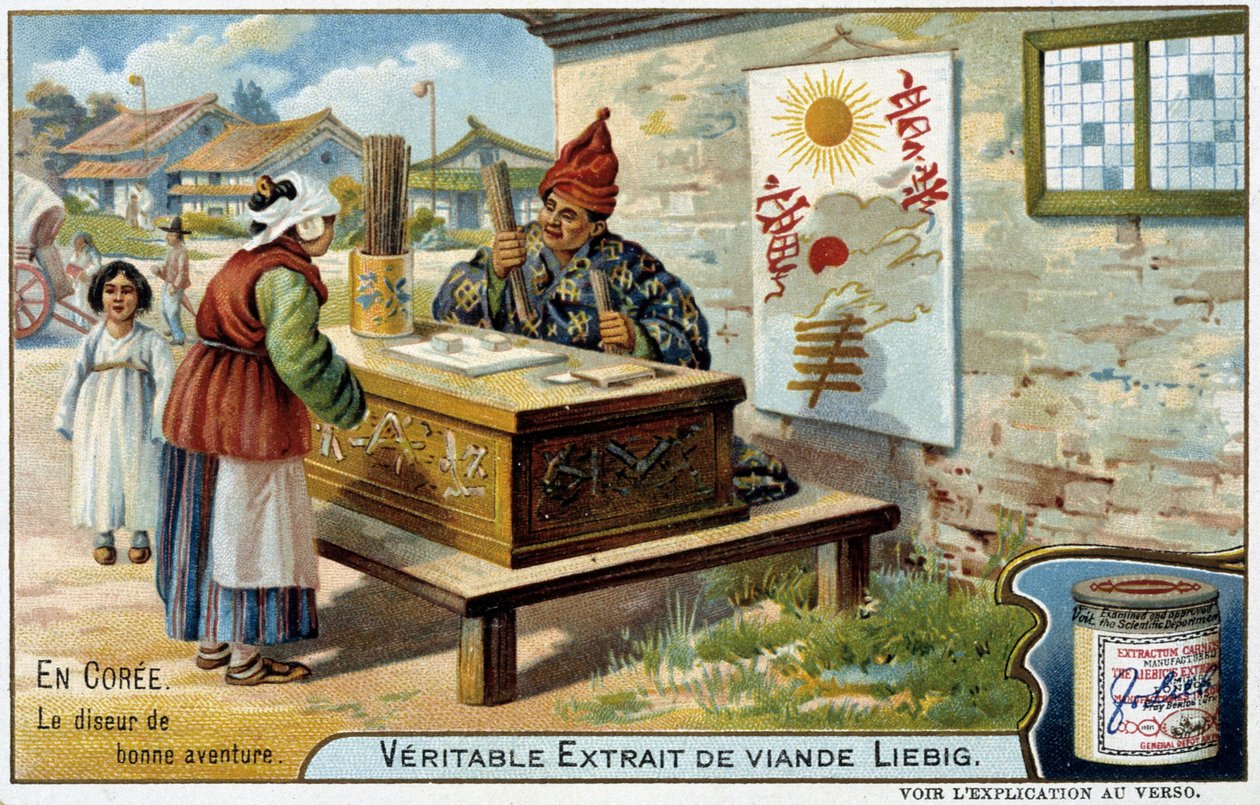 Coree: spåkvinnan - chromo. Liébig, v.1900 av French School