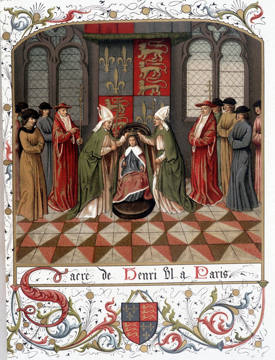 Kröning av Henrik VI i Paris 1431 (vellum) av French School