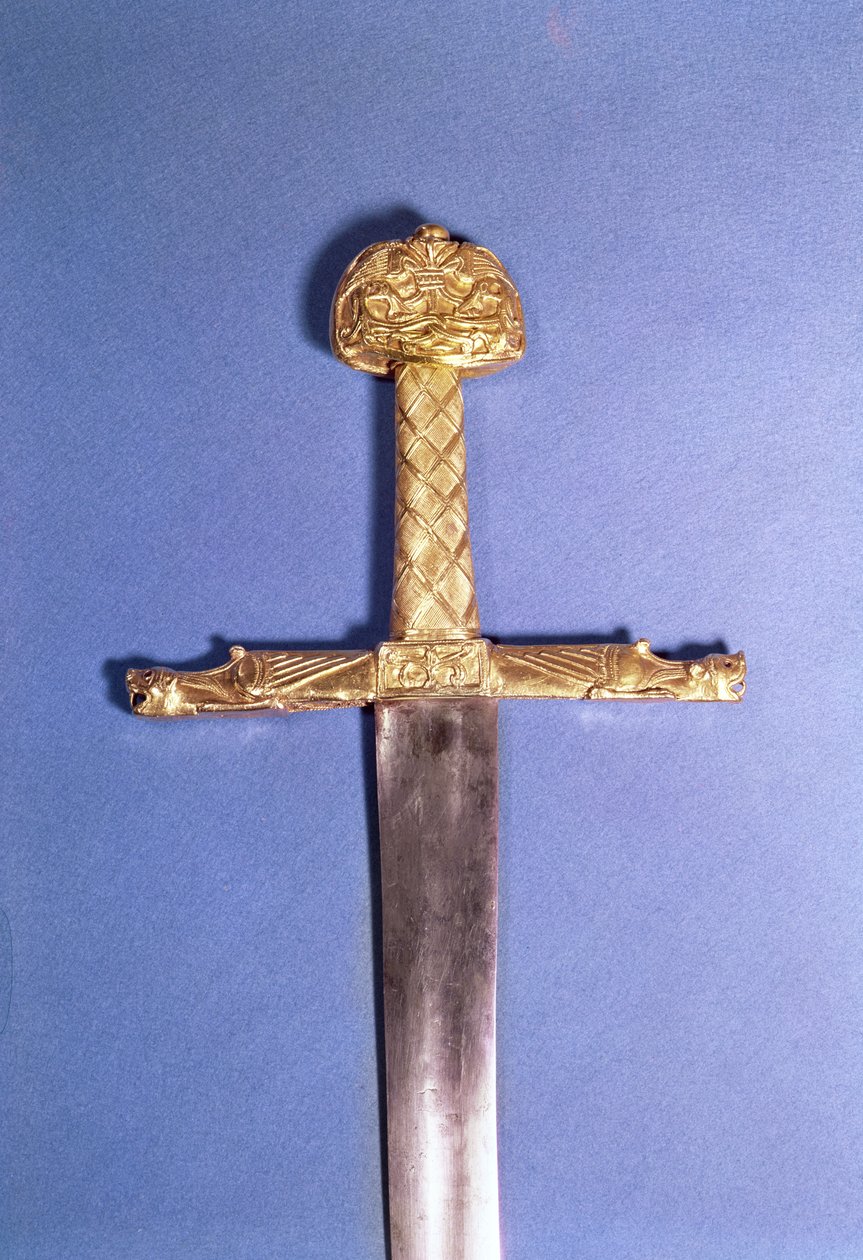 Kröningssvärd av kungarna av Frankrike, tillhörande Karl den Store (742-814) känt som `Joyeuse (metall) av French School