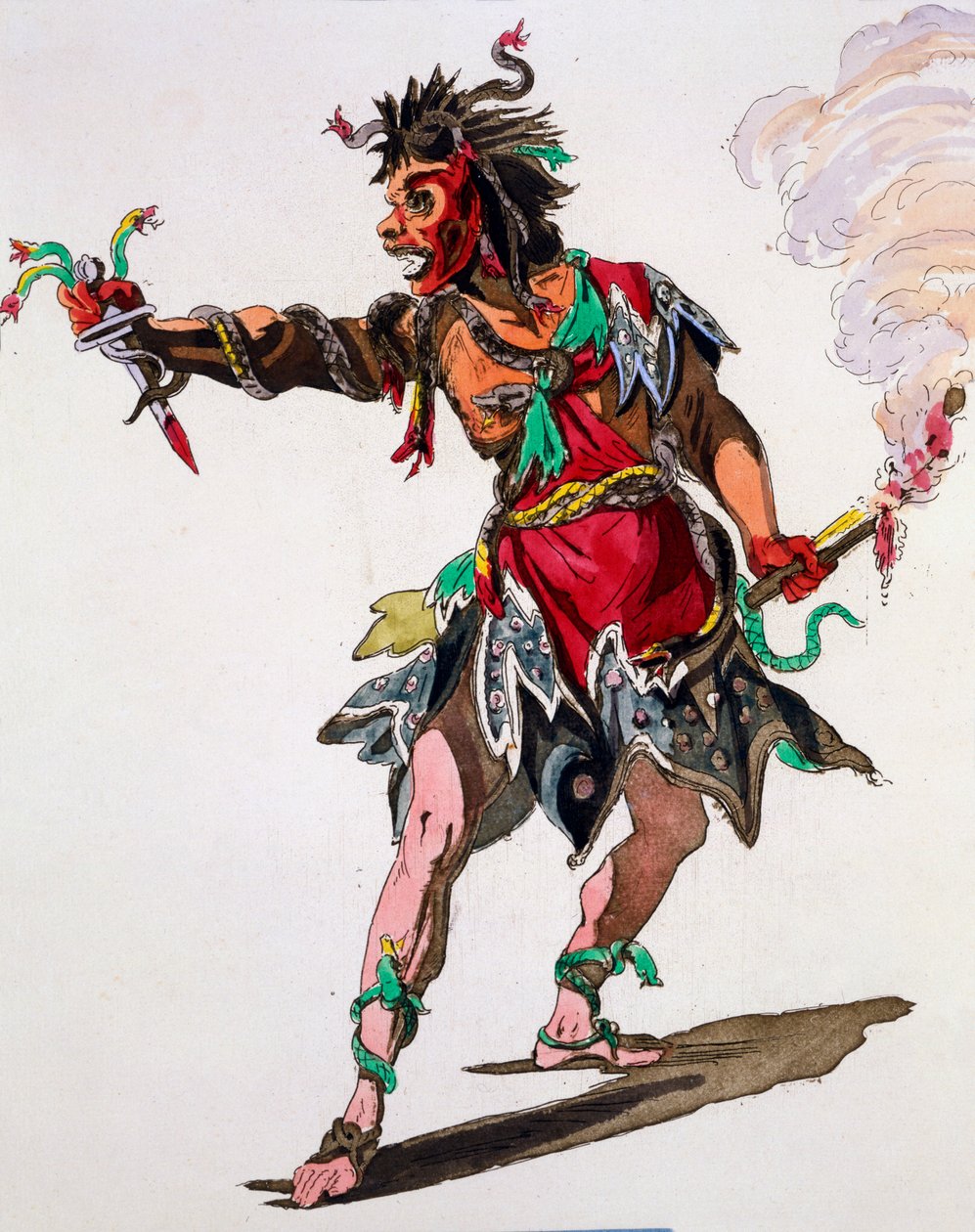 Costume Design for A Fury (handfärgad gravyr) av French School