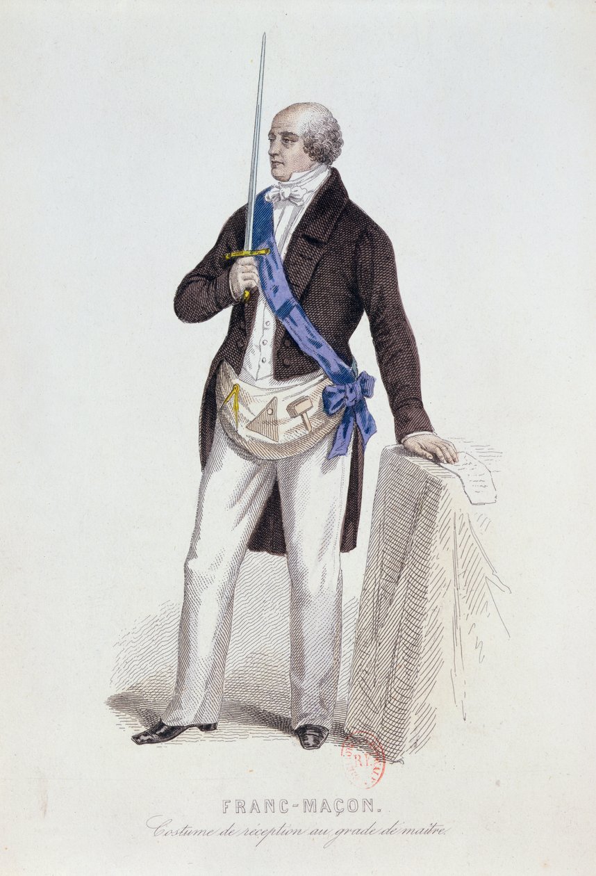 Dräkt av en frimurare för hans mottagande i graden av Mästare, c.1848 av French School