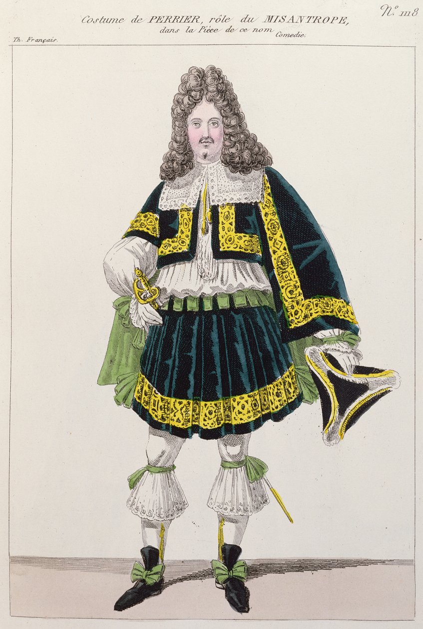 Dräkt som bars av skådespelaren Perrier i Le Misanthrope av Moliere (1622-73) av French School