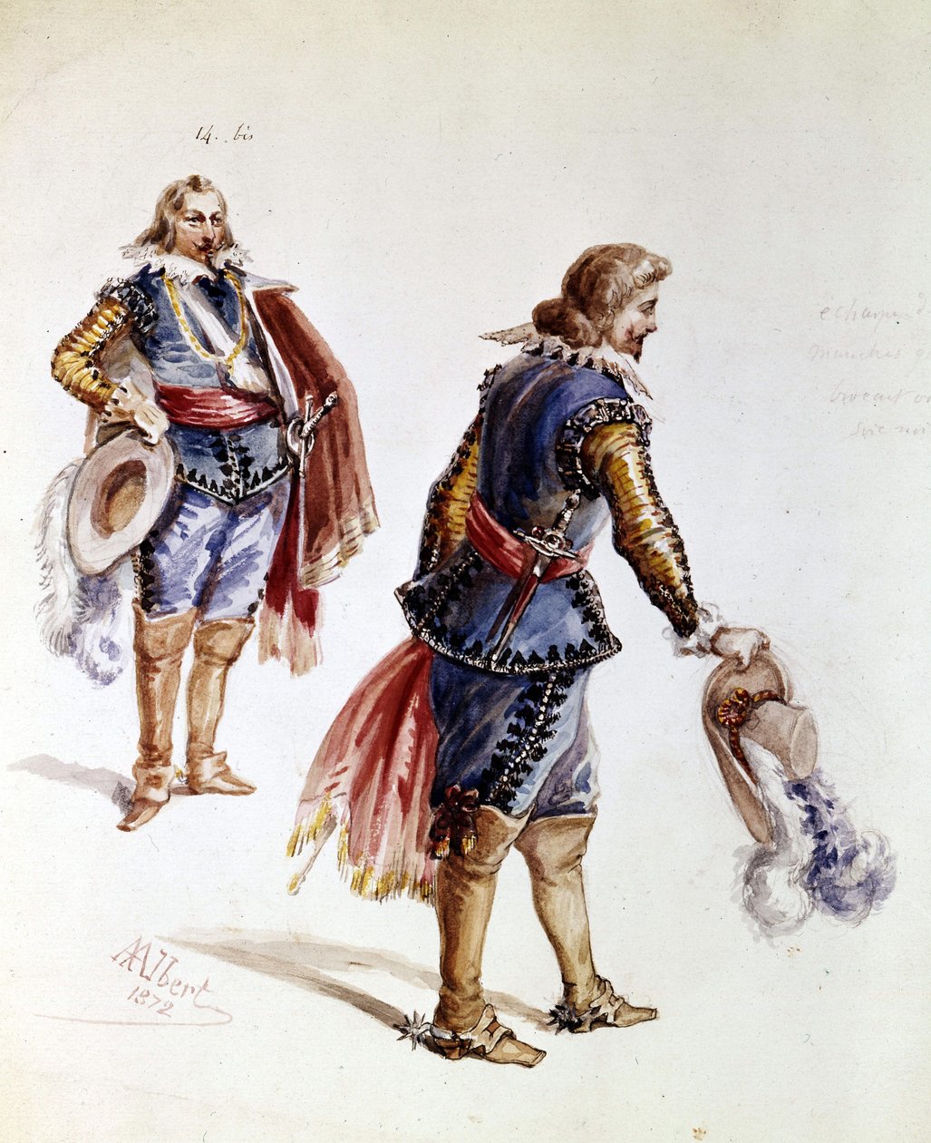 Kostymer till Victor Hugos Ruy Blas. Teckning av Albert från 1872. Maison Victor Hugo, Paris. av French School