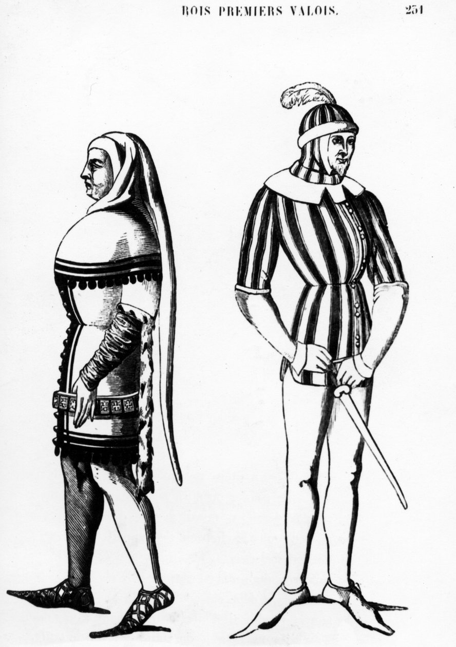 Kostymer för de första kungarna av Valois, 1877 av French School