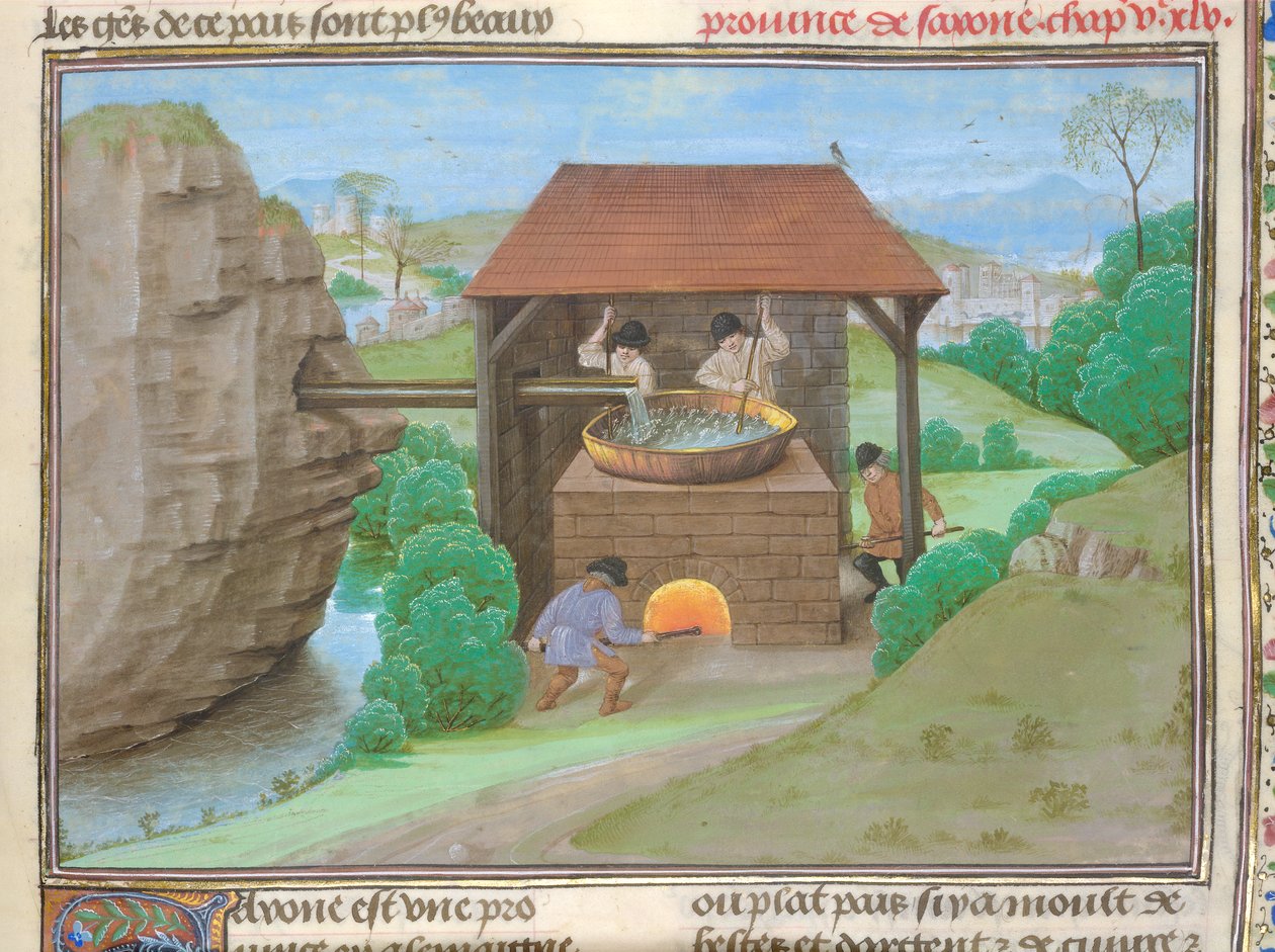 Bomull Augustus V, f.363 Saltbod med panna och ugn, illustration från 