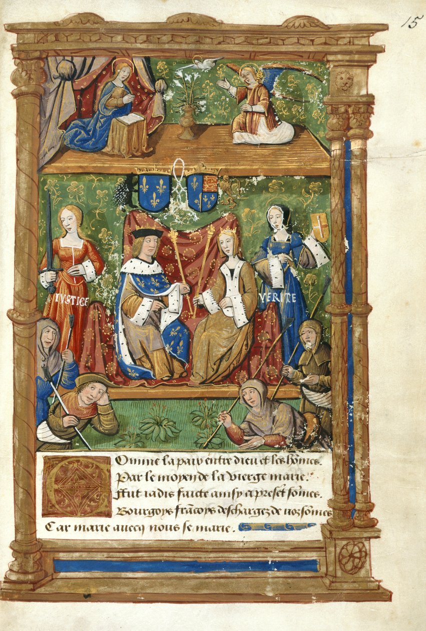 Bomull Vespasianus B. II, f.15 Pageant på Palais Royal av French School