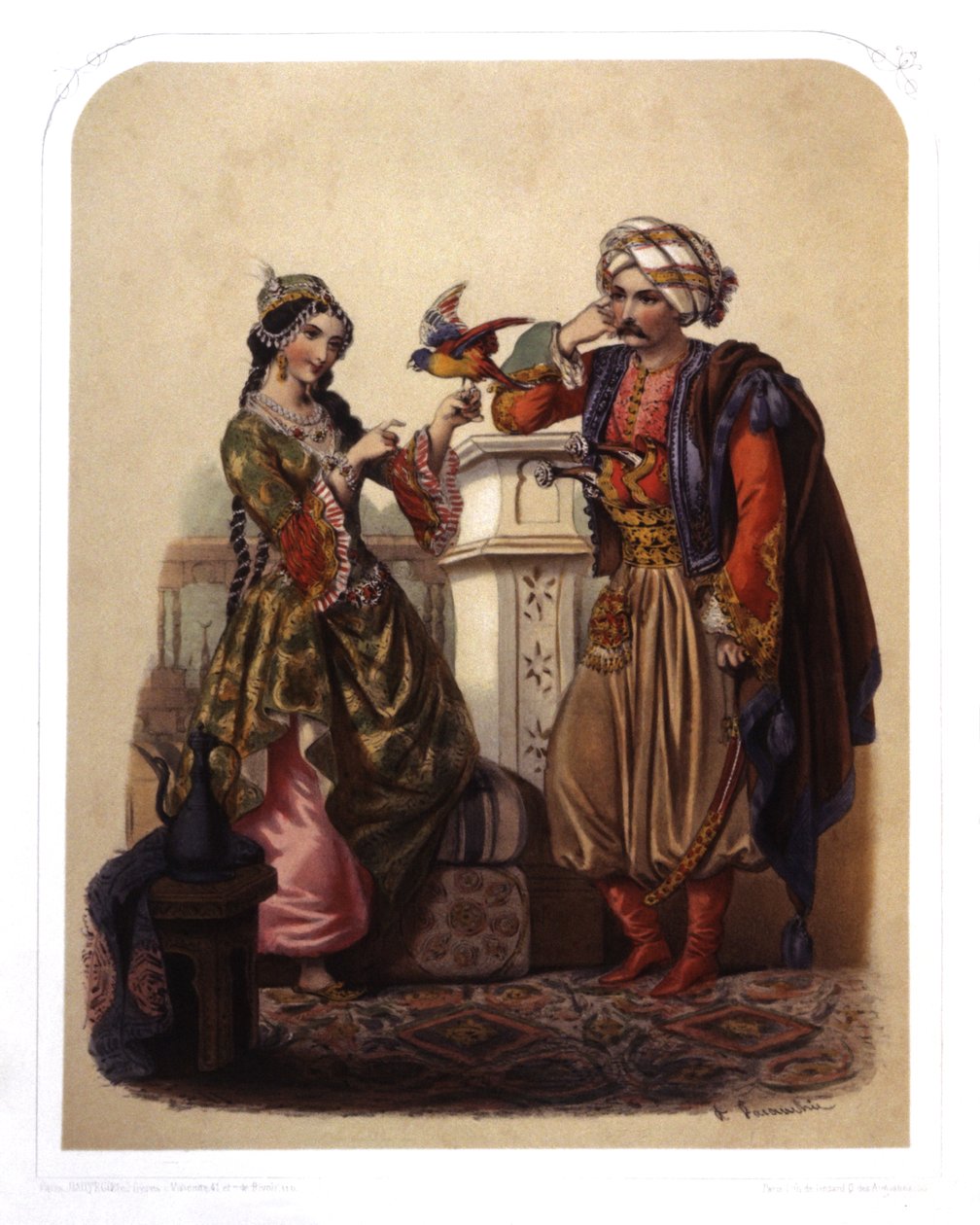 Par i Turkiet, ca 1850 (litografi) av French School