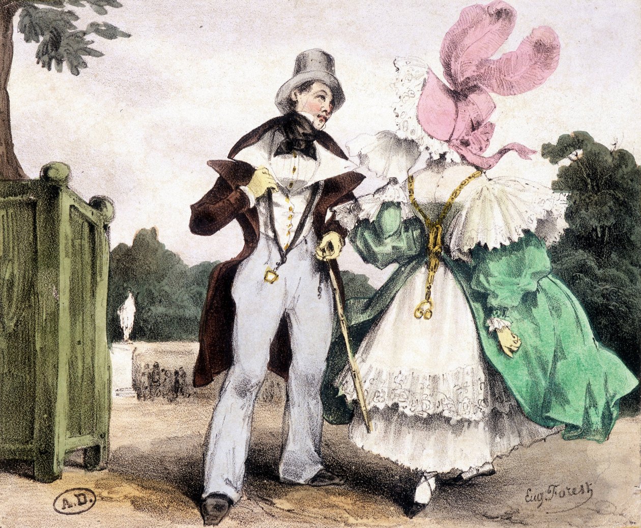 Par som går, teckning av Guy Forest, cirka 1829. av French School