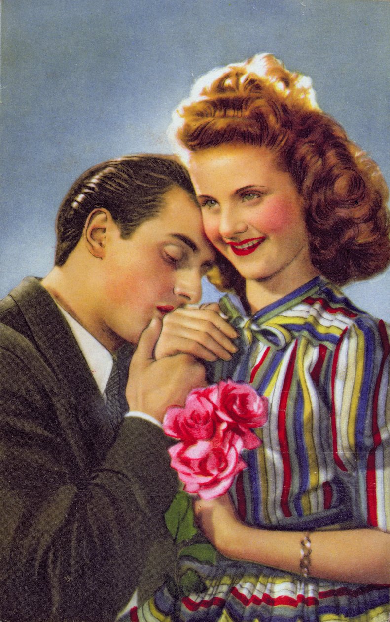 Par med rosor, ca 1930 av French School