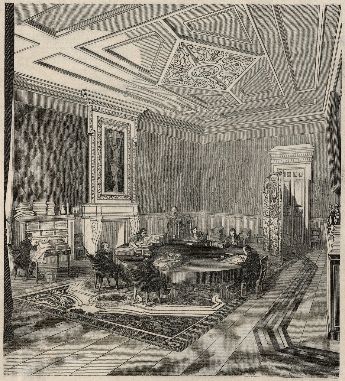 Revisionsrätten - kommittérum - Gravyr i "Tableau-de-Paris" av Edmond Texier 1852 av French School