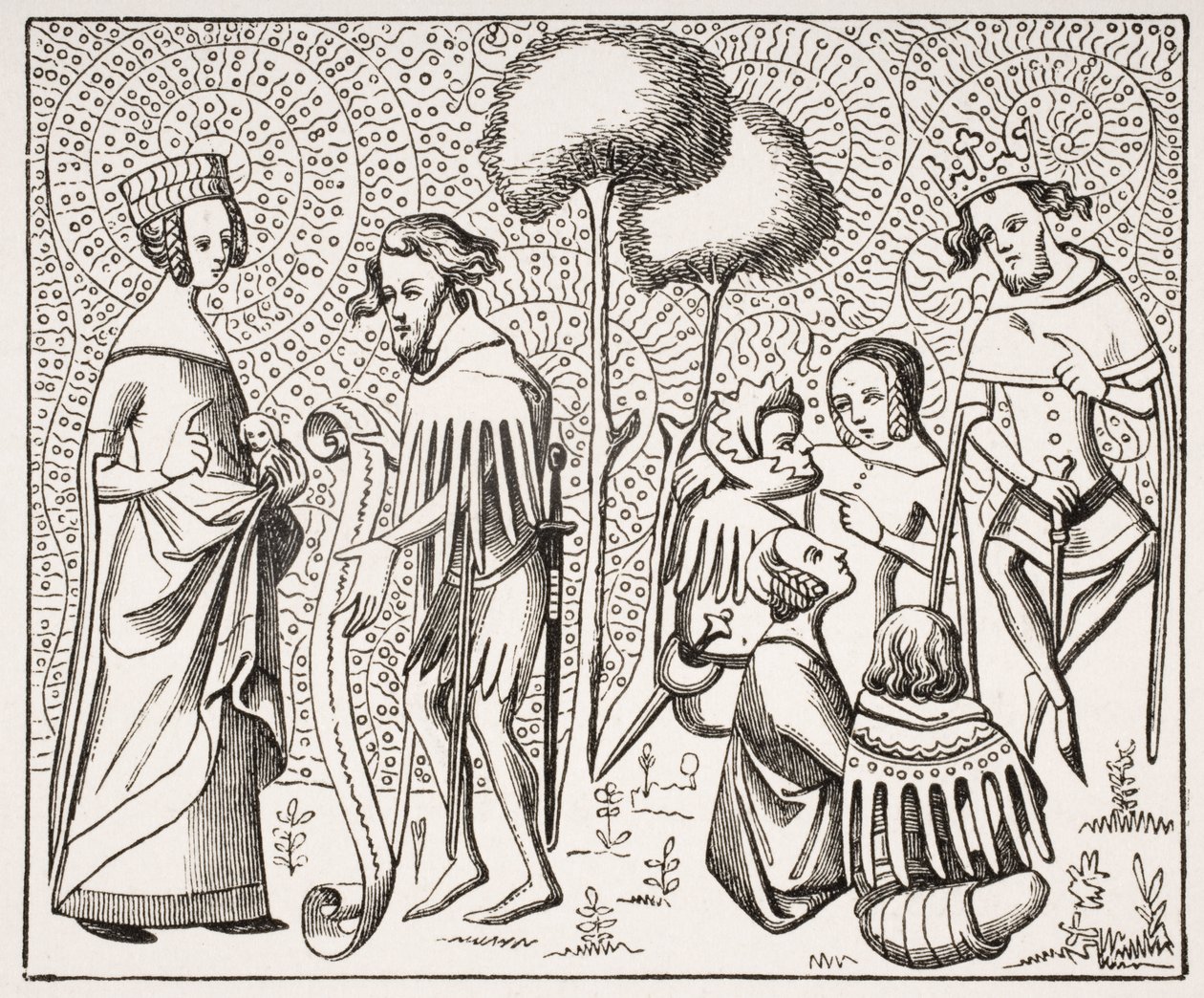 Court of Love i Provence, efter ett 1300-talsmanuskript, från Le Moyen Age et La Renaissance av Paul Lacroix (1806-84) publicerad 1847 av French School